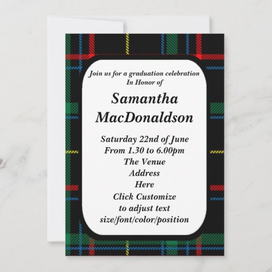 Afstuderen van groene en rode tartan kaart (Achterkant)