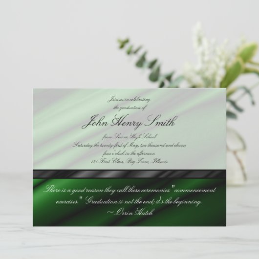 Afstuderen van groene zijde Uitnodiging/Aankondigi Kaart (Staand voorkant)
