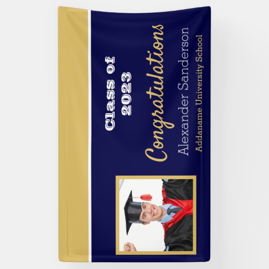 Afstuderen van het Afstudeerder van Navy Blue en G Spandoek (Verticaal)