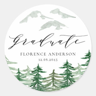 Afstuderen van het bos in de rustieke Waterverf Ronde Sticker