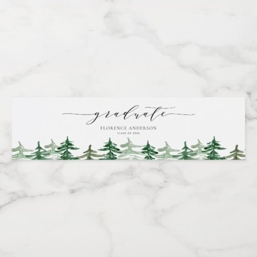 Afstuderen van het bos in de rustieke Waterverf Waterfles Etiket (Enkel label)