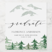 Afstuderen van het bos in de rustieke Waterverf Wijn Etiket (Enkel label)