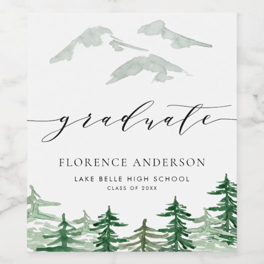 Afstuderen van het bos in de rustieke Waterverf Wijn Etiket (Enkel label)