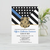 Afstuderen van het politie-dun-blauwe lijnvlag kaart (Staand voorkant)