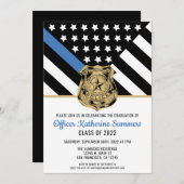 Afstuderen van het politie-dun-blauwe lijnvlag kaart (Voorkant / Achterkant)