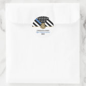 Afstuderen van het politie-dun-blauwe lijnvlag ronde sticker (Tas)