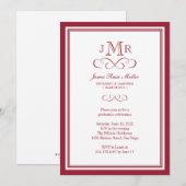 Afstuderen van het rode-grens-lijst-monogram kaart (Voorkant / Achterkant)