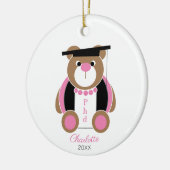 afstuderen van het vrouw met schattige teddybeer keramisch ornament (Links)