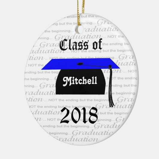 Afstuderen van het zwarte en blauwe pet keramisch ornament (Links)