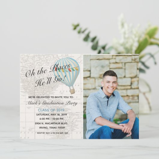 Afstuderen van Hot Air Balloon Kaart (Staand voorkant)