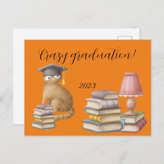 Afstuderen van kattenkattenstudent Aankondiging Br (Voorkant / Achterkant)