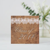 Afstuderen van leder en kant uitnodigen kaart (Staand voorkant)