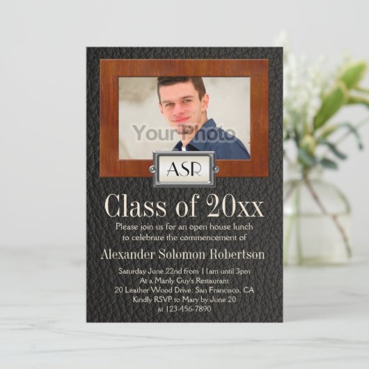 Afstuderen van lederhout van Masculinaire jongens Kaart (Staand voorkant)