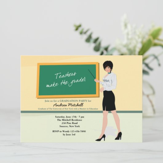  Afstuderen van leraar Uitnodiging (Staand voorkant)