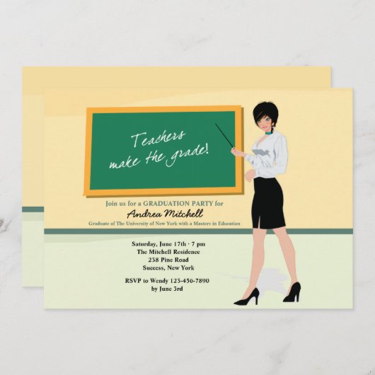  Afstuderen van leraar Uitnodiging (Voorkant / Achterkant)