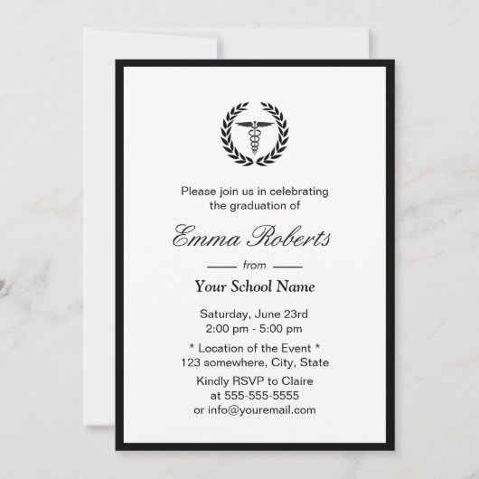 Afstuderen van minimale medische verzorgingsschool kaart (Voorkant)