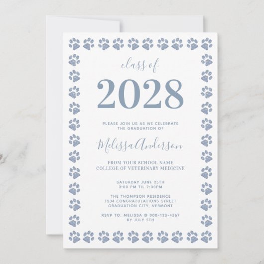 Afstuderen van moderne, blauwe glitterschilderinge kaart (Voorkant)