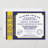 Afstuderen van Navy Blue & Gold Ticket Kaart (Voorkant)