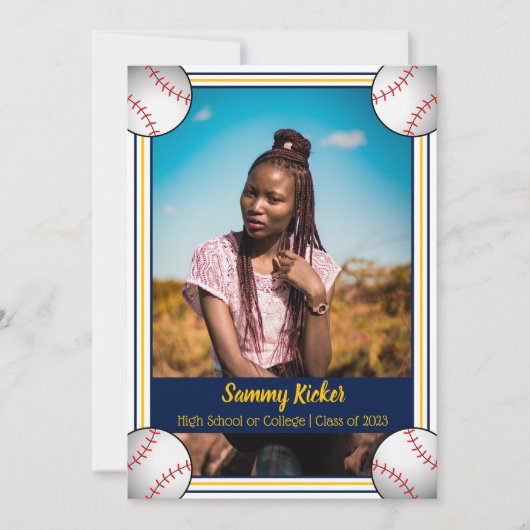 Afstuderen van Navy en Gold Baseball Aankondiging (Voorkant)