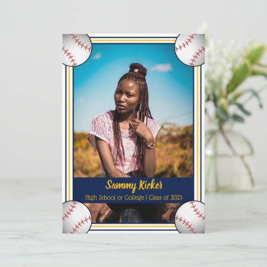 Afstuderen van Navy en Gold Baseball Aankondiging (Staand voorkant)