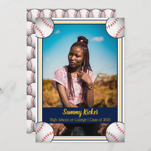 Afstuderen van Navy en Gold Baseball Aankondiging (Voorkant / Achterkant)