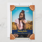 Afstuderen van Navy & Gold Football Aankondiging (Voorkant)