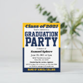 Afstuderen van Navy Gold School Colors Aankondigingskaart (Staand voorkant)