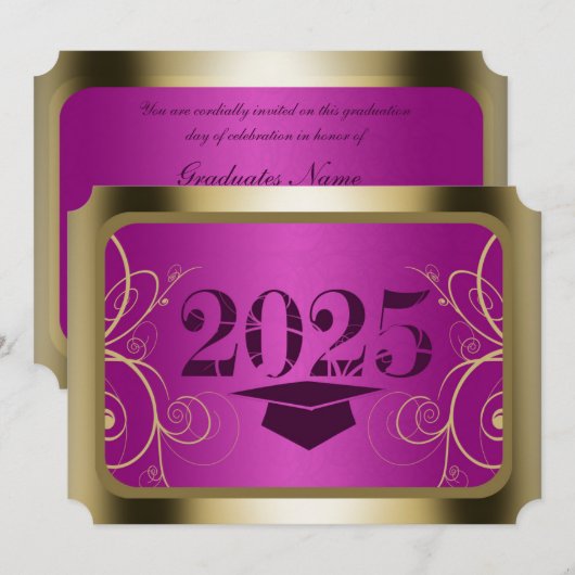 Afstuderen van Paars en goudLijst Kaart (Voorkant / Achterkant)