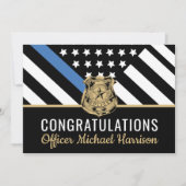 Afstuderen van politie blauwe lijnvlag gefelicitee (Voorkant)