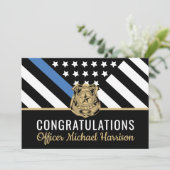 Afstuderen van politie blauwe lijnvlag gefelicitee (Staand voorkant)