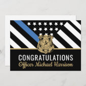 Afstuderen van politie blauwe lijnvlag gefelicitee (Voorkant / Achterkant)