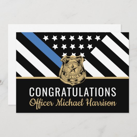 Afstuderen van politie blauwe lijnvlag gefelicitee (Voorkant / Achterkant)