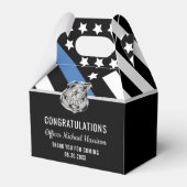 Afstuderen van politie blauwe lijnvlag gefelicitee bedankdoosjes (Achterkant)