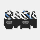 Afstuderen van politie blauwe lijnvlag gefelicitee bedankdoosjes (Uitgevouwen)