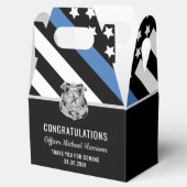 Afstuderen van politie blauwe lijnvlag gefelicitee bedankdoosjes (Geopend)