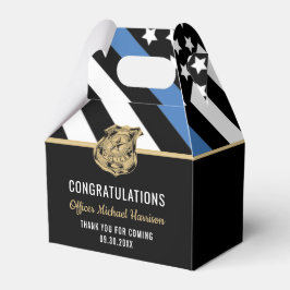 Afstuderen van politie blauwe lijnvlag gefelicitee bedankdoosjes