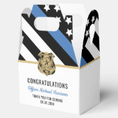 Afstuderen van politie blauwe lijnvlag gefelicitee bedankdoosjes (Geopend)