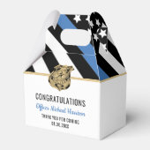 Afstuderen van politie blauwe lijnvlag gefelicitee bedankdoosjes (Voorkant Zijde)