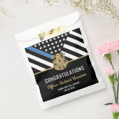Afstuderen van politie blauwe lijnvlag gefelicitee bedankzakje (Gezegeld)