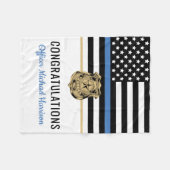 Afstuderen van politie blauwe lijnvlag gefelicitee fleece deken (Voorkant (Horizontaal))