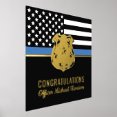 Afstuderen van politie blauwe lijnvlag gefelicitee folie afdrukken (Laagn)