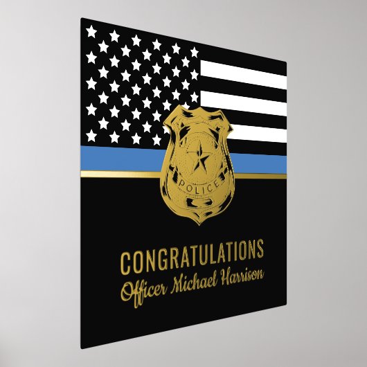 Afstuderen van politie blauwe lijnvlag gefelicitee folie afdrukken (Laagn)