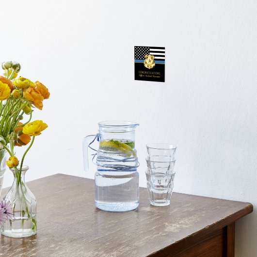 Afstuderen van politie blauwe lijnvlag gefelicitee folie afdrukken (Laag (Keuken))