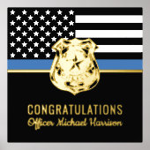 Afstuderen van politie blauwe lijnvlag gefelicitee folie afdrukken (Voorkant)