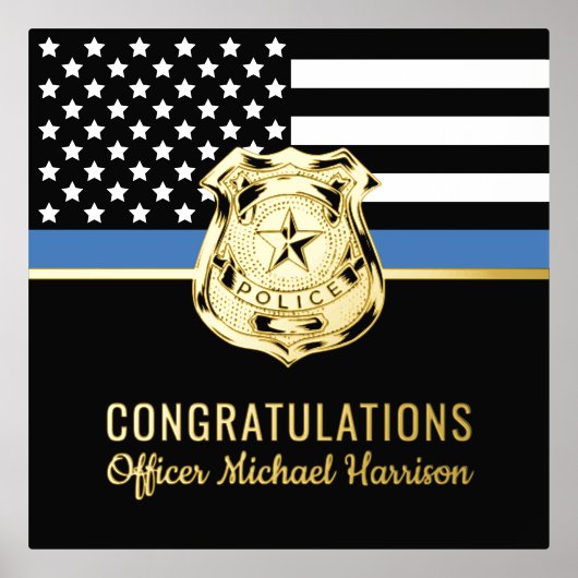 Afstuderen van politie blauwe lijnvlag gefelicitee folie afdrukken (Voorkant)