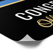 Afstuderen van politie blauwe lijnvlag gefelicitee poster (Hoek)