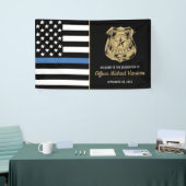 Afstuderen van politie blauwe lijnvlag gefelicitee spandoek (Beurs)