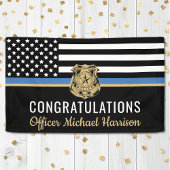 Afstuderen van politie blauwe lijnvlag gefelicitee spandoek