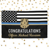 Afstuderen van politie blauwe lijnvlag gefelicitee spandoek