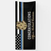 Afstuderen van politie blauwe lijnvlag gefelicitee spandoek (Verticaal)